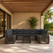 Set Divano da Giardino 10 pz Grigio e Grigio Scuro polyrattan 3435524