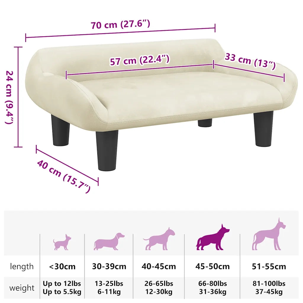 Lettino per Cani Crema 70x40x24 cm in Velluto CFW8626497
