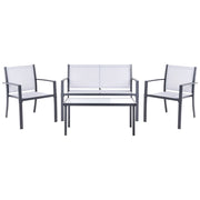 Set da giardino grigio Set da salotto in acciaio 4 posti con tavolo Stile industriale moderno Giardino Patio Balcone