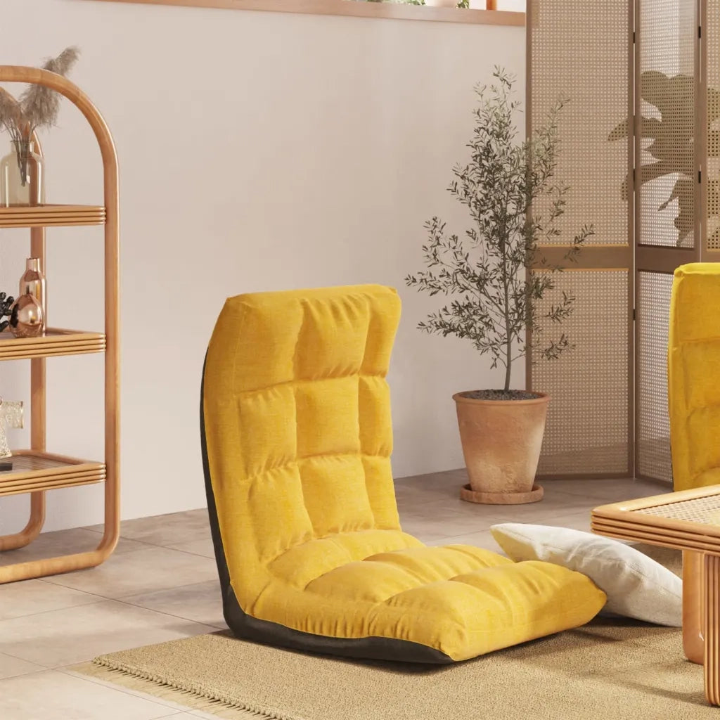 Sedia a Sdraio da Terra Pieghevole Giallo Senape in Tessuto CFW8475016