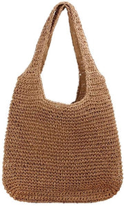 Borsa a Spalla in Rattan - Sacchetto a Mano in Fibra di Coco - Cuscino di Cammello