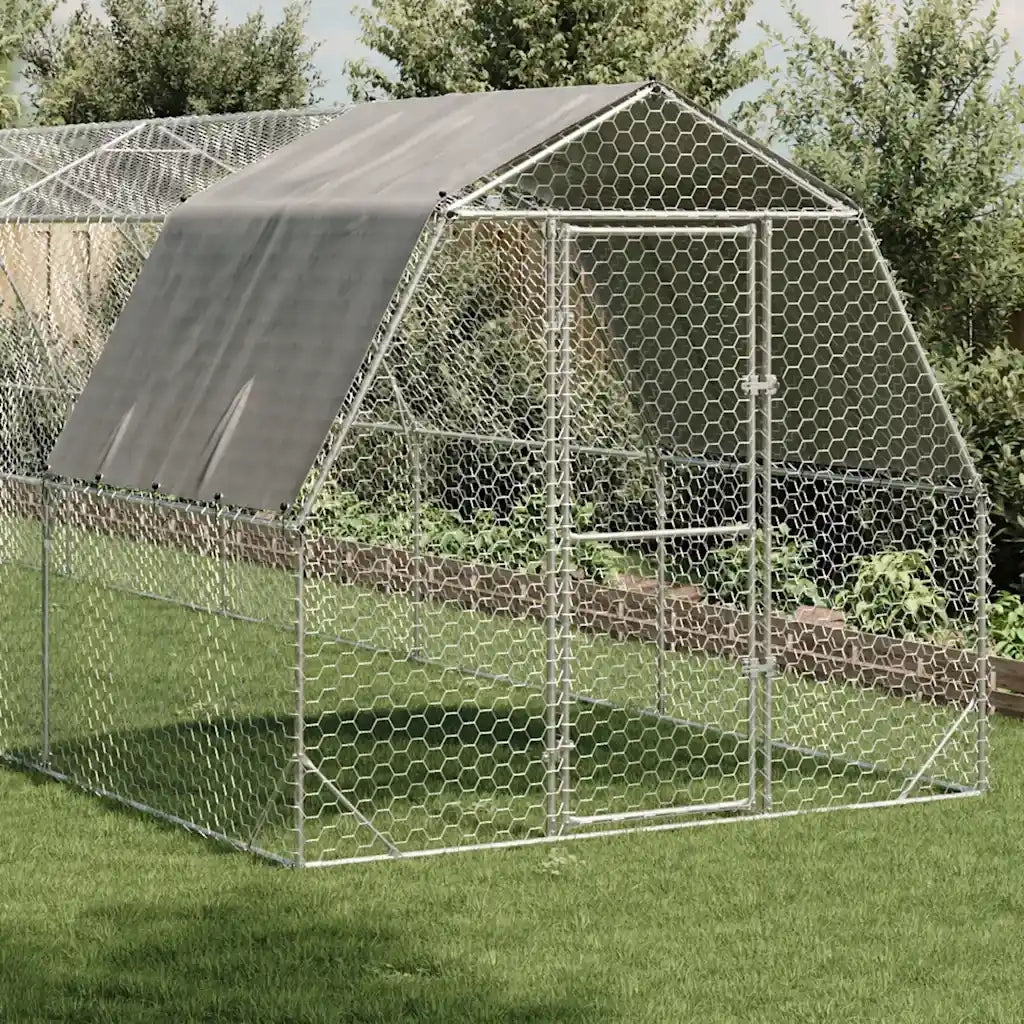 vidaXL Recinto per Polli con Tetto 2,5x12x2,25 m in Acciaio Zincato