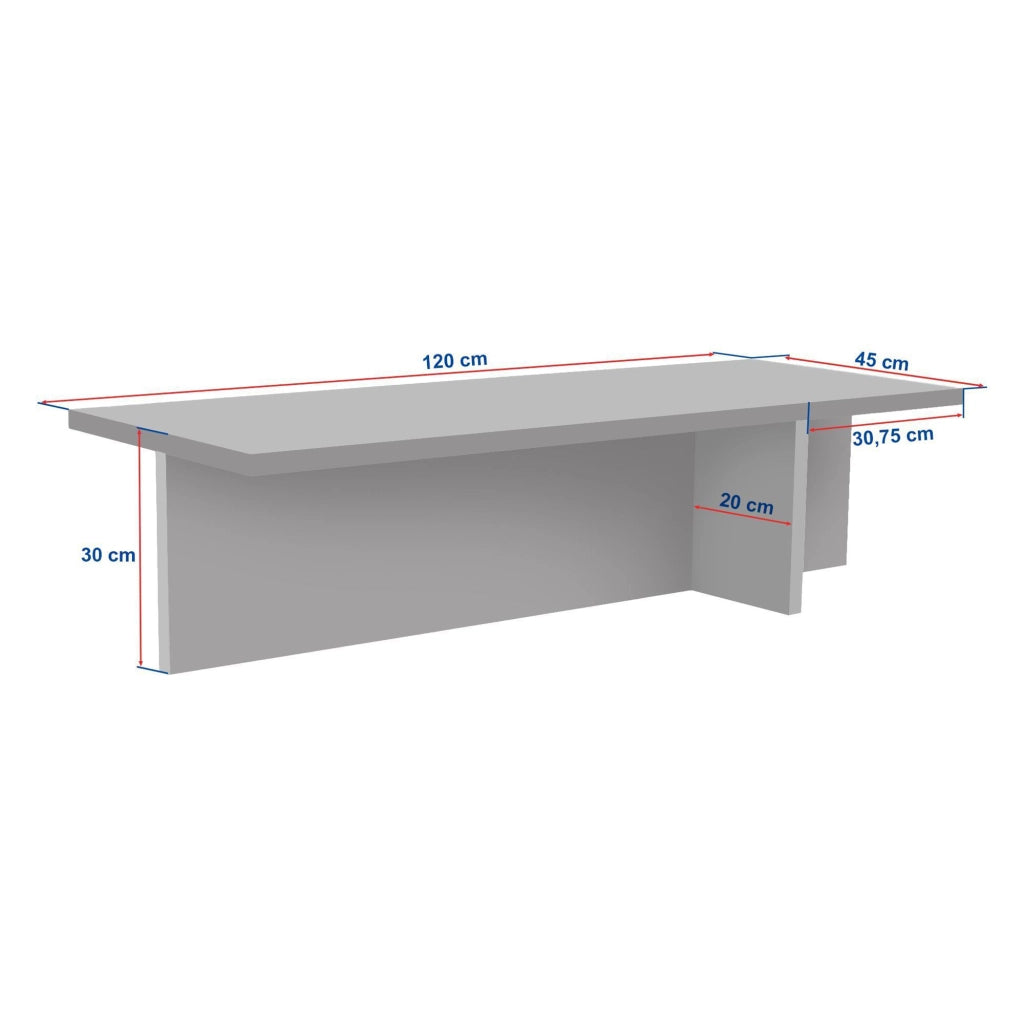 Marmorito, Tavolino da Salotto Forma Rettangolare, 120x45x30h cm Marrone Noce