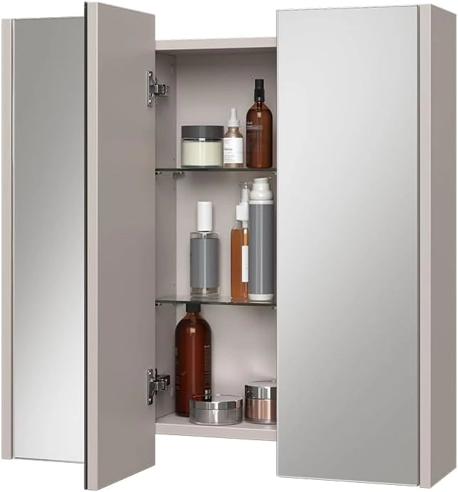 Specchio contenitore bagno Majest, Cachemire, 67.4 x 68 cm con 3 porte a specchio