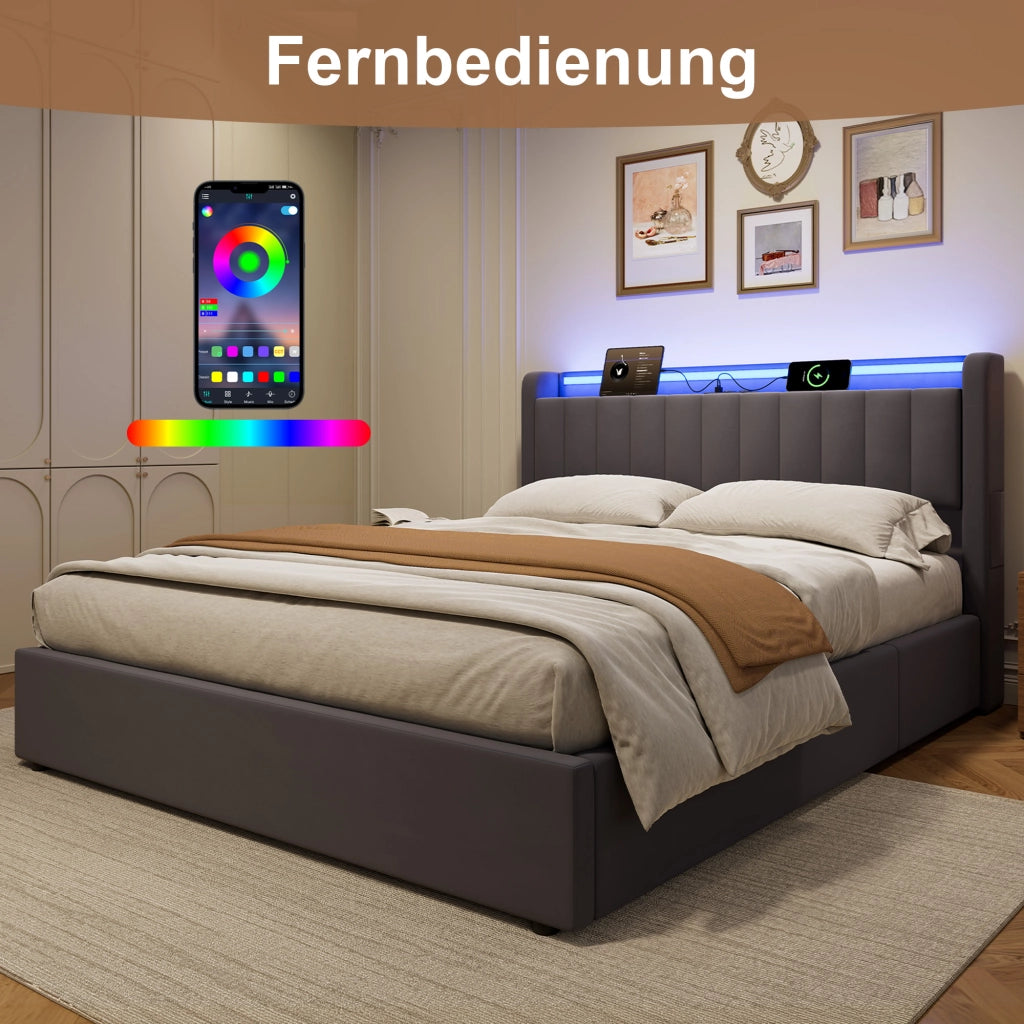 Letto contenitore 160x200 cm, colore grigio