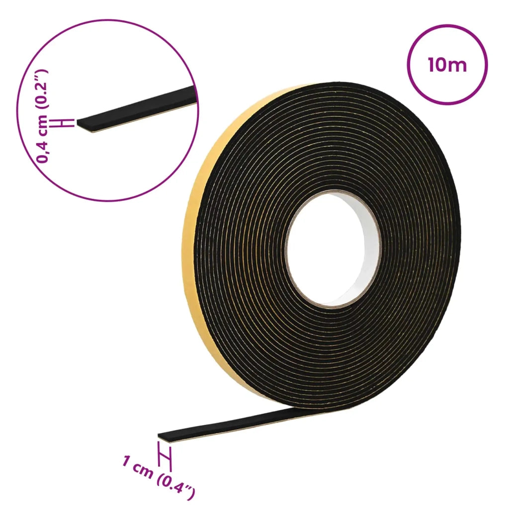 Nastro adesivo in schiuma Nero 10mm x 10m Schiuma CR 42024053