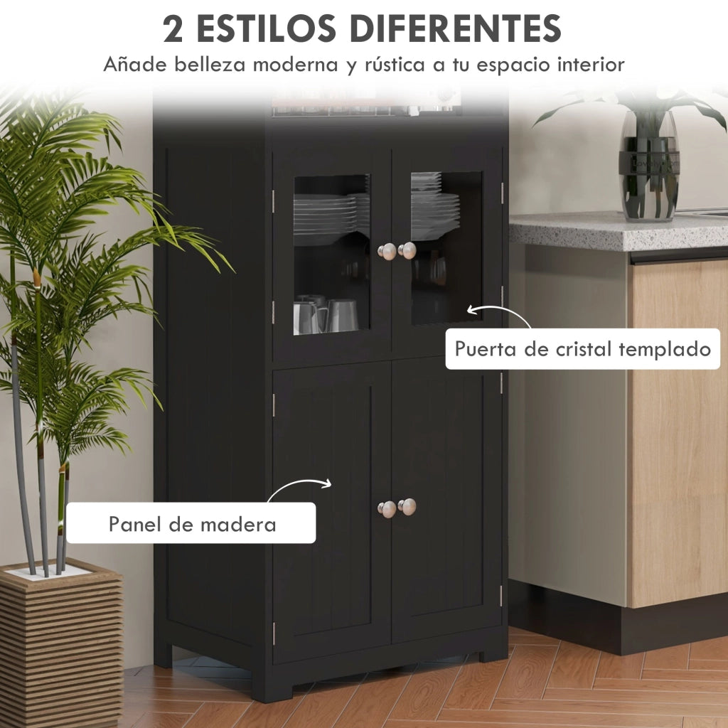 Armadio con 4 porte e ripiani ¨C zephmum ¨C nero 60x30x162 cm