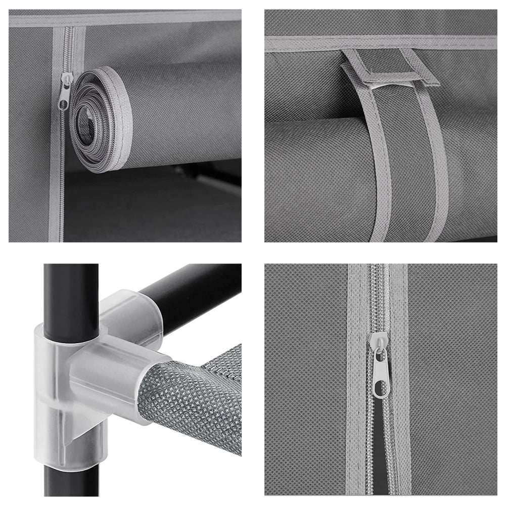 Scarpiera Salvaspazio Struttura Metallo Rivestimento TNT PortaScarpe Antipolvere Grigio