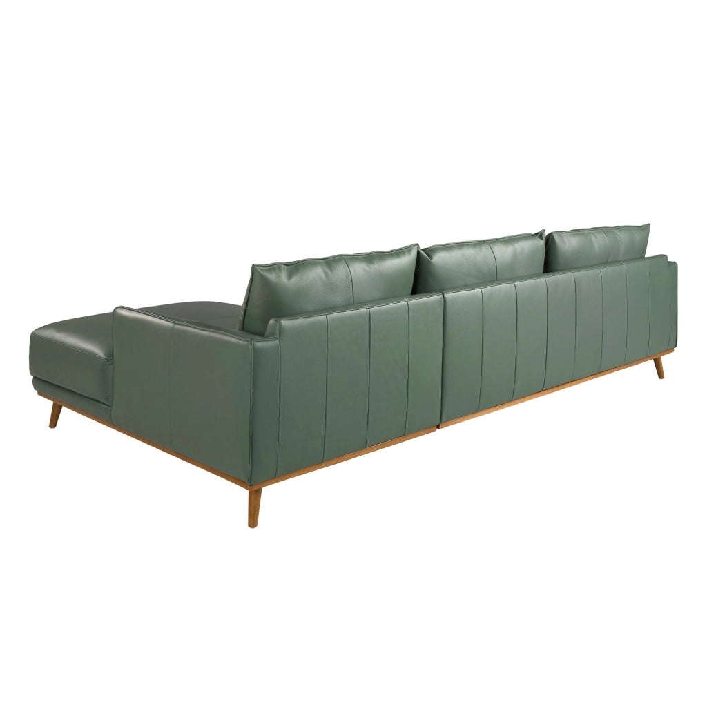 Divano chaise longue destro in pelle verde