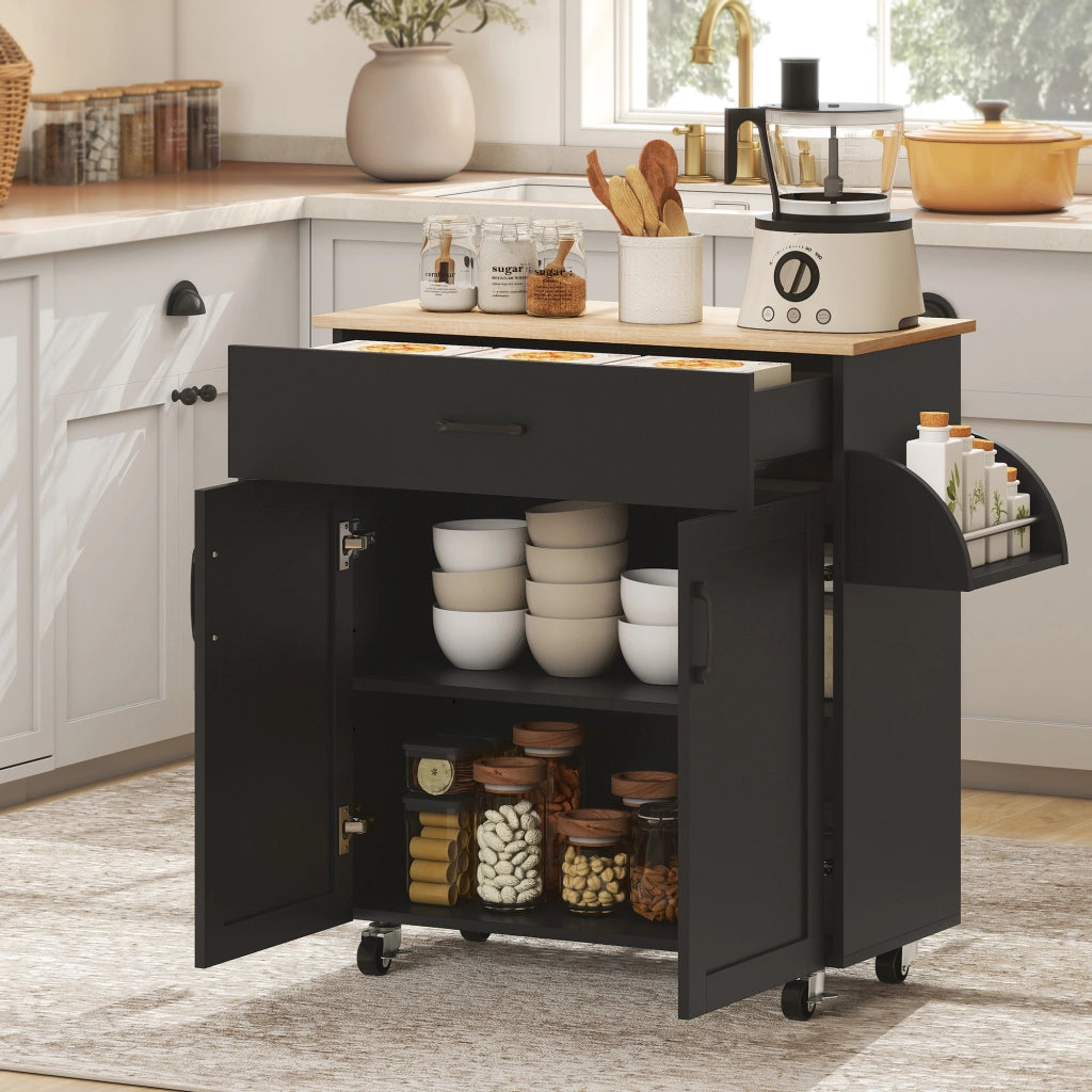 Isola da cucina con cassetti e ante ¨C Xylo ¨C Nero 105x36x85 cm