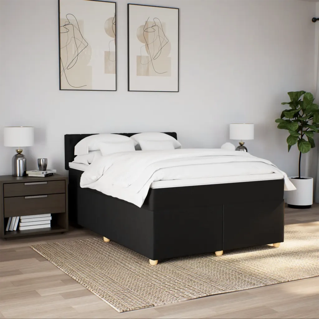 Giroletto a Molle con Materasso Nero 160x200 cm in Tessuto 3289040