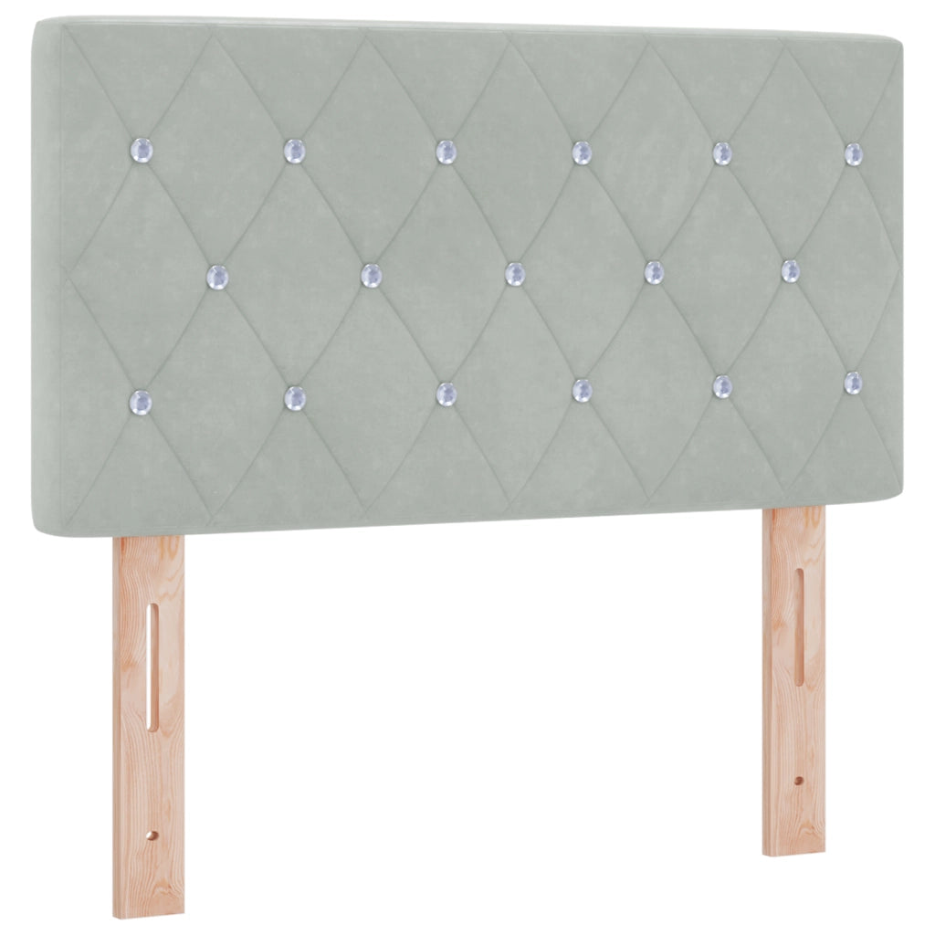 Testiera LED con Bottoni in Cristallo Trapuntata Grigio Chiaro 80 cm in Velluto