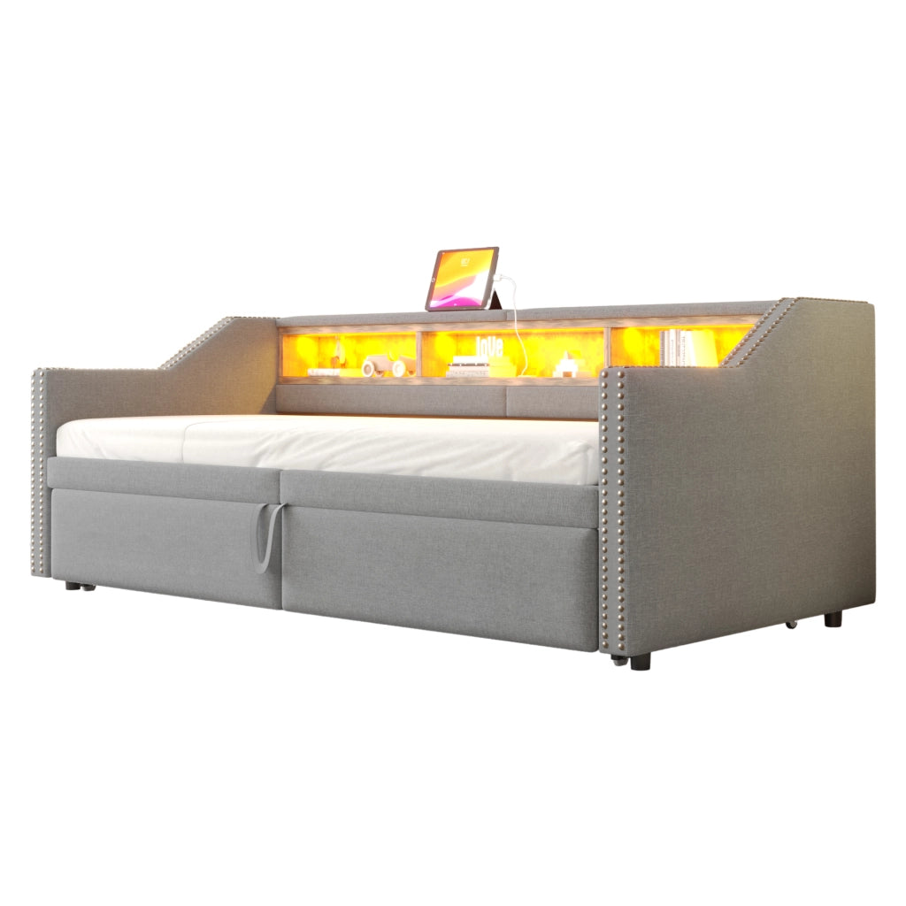 Letto divano estraibile lino 90x200 cm
