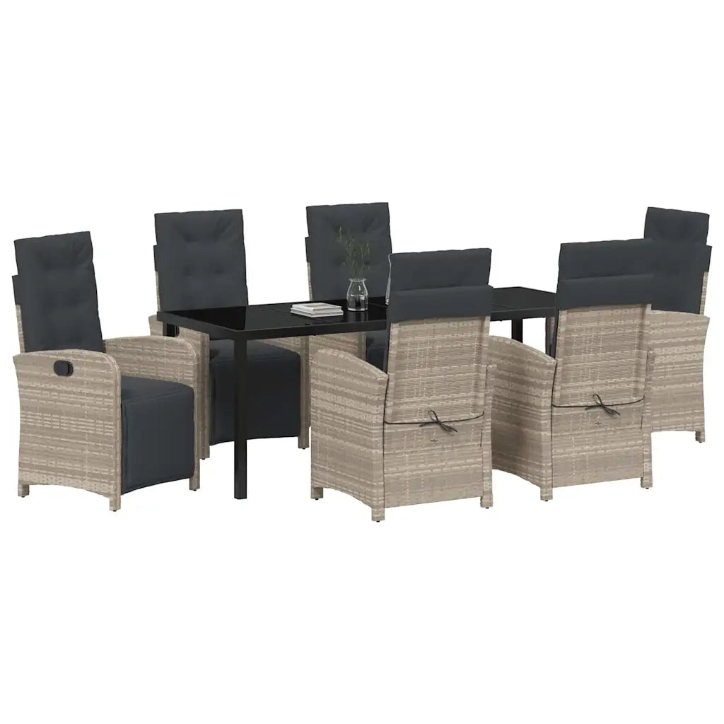 Set da Pranzo per Giardino 7 pcs Grigio chiaro polyrattan 3380349