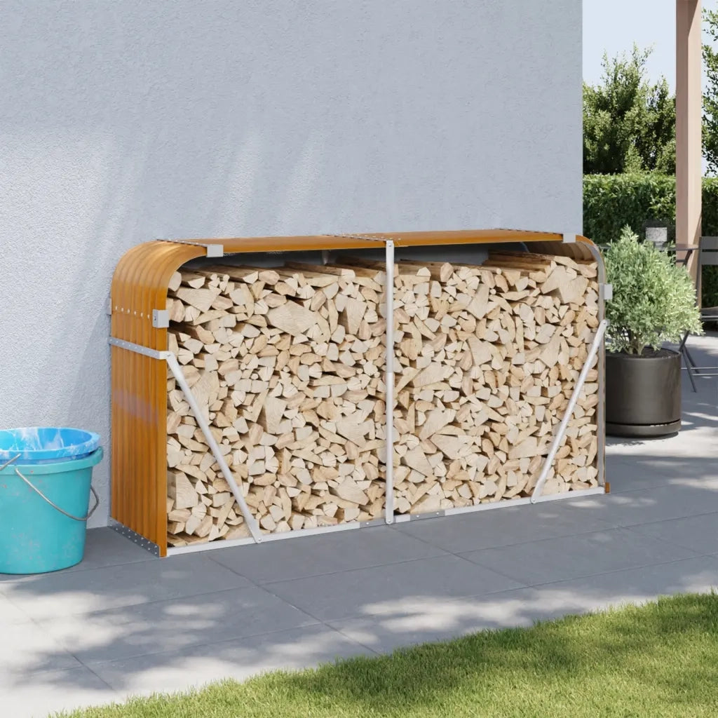 Portaceppi Effetto Legno 180x45x100 cm in Acciaio Zincato 364584