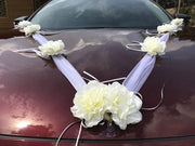 Decorazione per auto con slancio di organza per fiori - versiering per auto per matrimoni - decorazione per auto