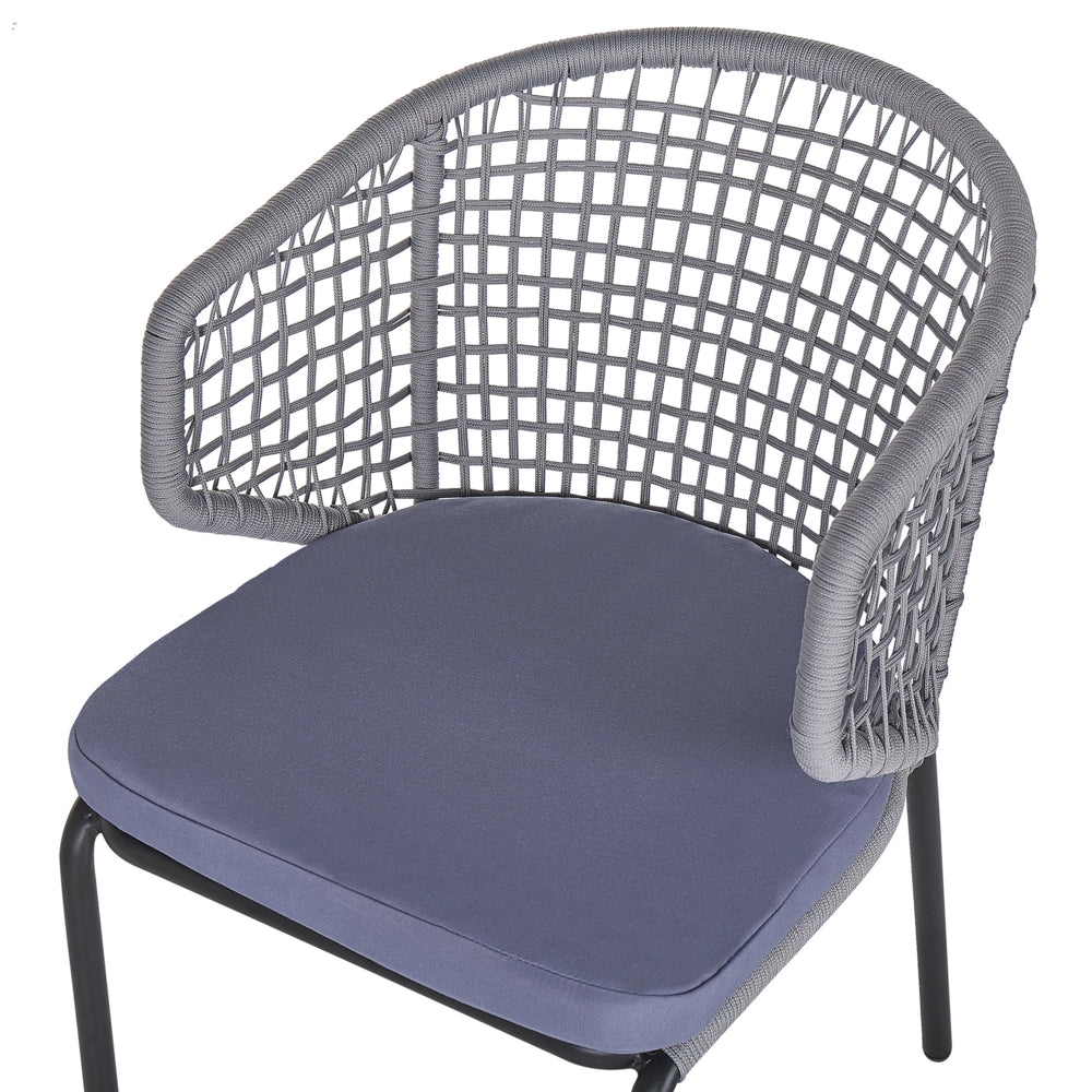 Set di 2 sedie da giardino cuscini grigi struttura in metallo Nero bistrot da esterno