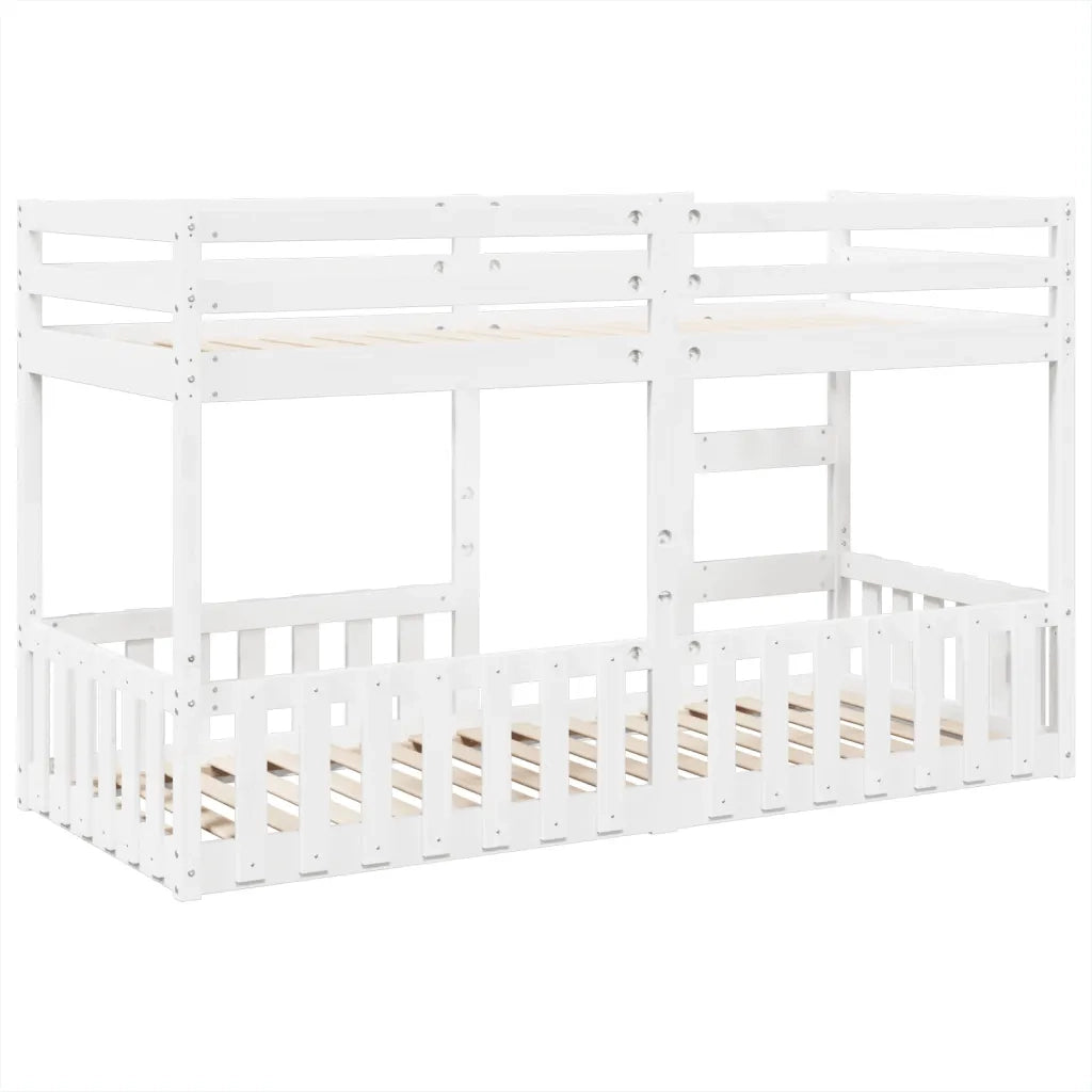 Letto a Castello Bianco 90x200 cm in Legno Massello di Pino 3308590
