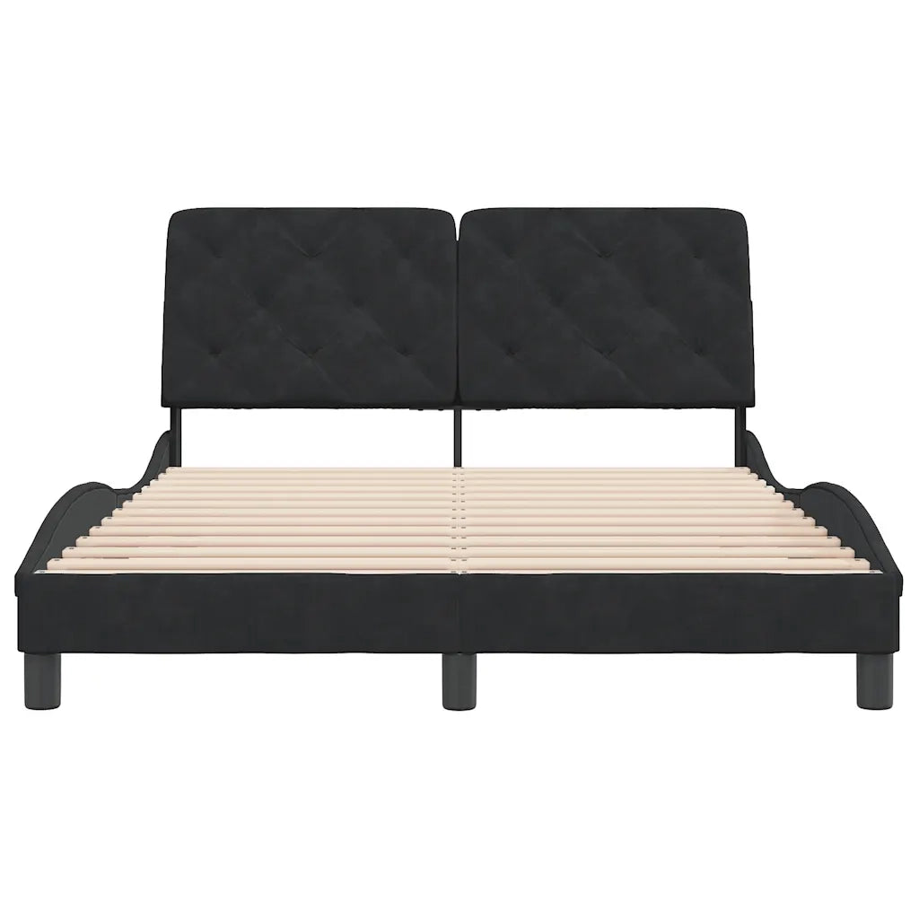 Giroletto senza Materasso-Struttura Letto Nero 140x200 cm in Velluto 350362
