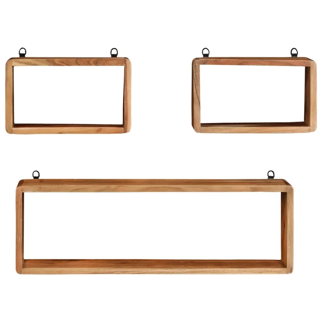Set Mensole Cubiche da Parete 3 pz in Legno Massello di Acacia 328262