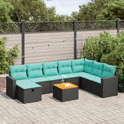 Set Divani da Giardino 9 pz con Cuscini Nero in Polyrattan 3325802