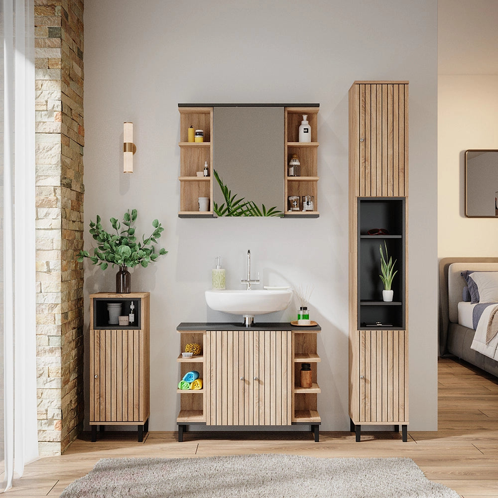 Vicco Set di mobili da bagno Sonoma 4 parti