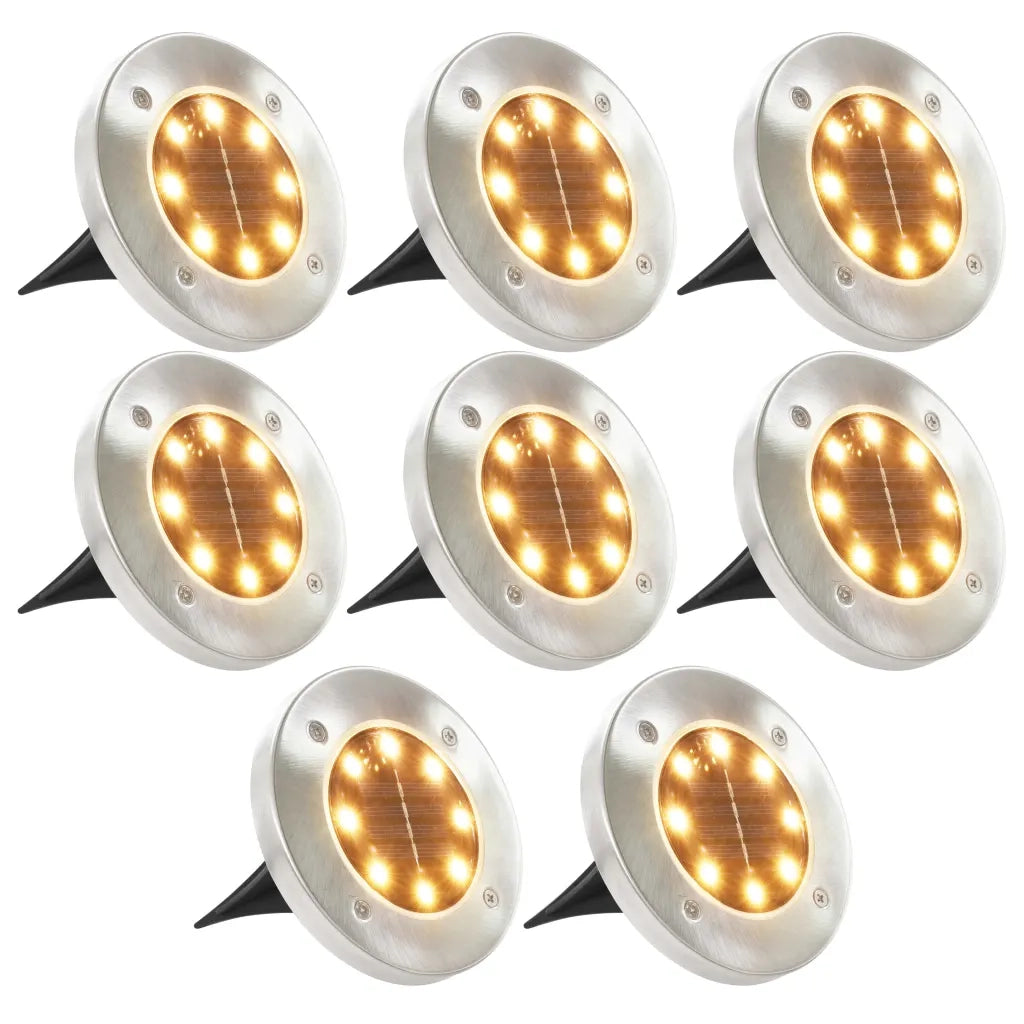 Set di 8 luci solari da giardino impermeabili con accensione automatica 12 x 13 cm PP nero 02_0045895