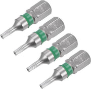 Torx Schroevendraaier Bits T8 25mm con asta a 1/4 pollice, S2 acciaio, a prova di tempera, 4 pezzi per riparazioni automatiche e progetti di bricolage