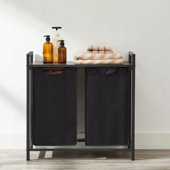 Cesto per la Biancheria Nero 73x33x72 cm Pratico e Funzionale