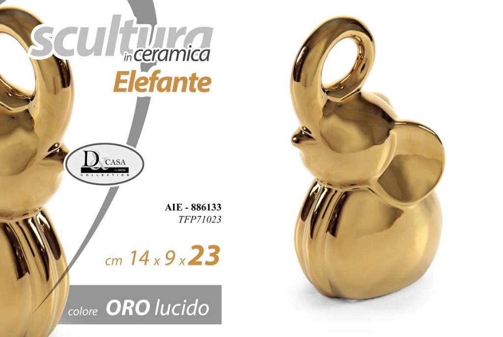 Decorazione Casa Scultura Elefante Oro 14 x 9 x 23 cm