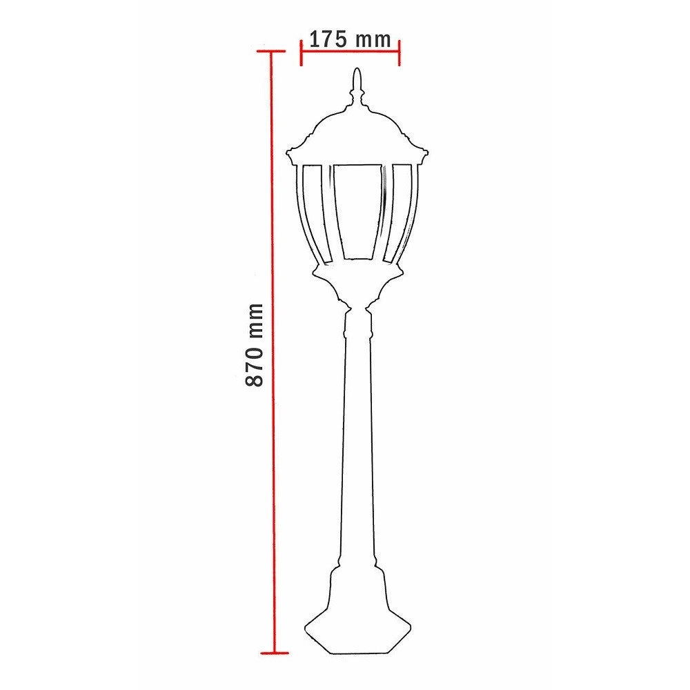 Trade Shop - Lampione Giardino 870mm Lanterna In Vetro E27 Luce Esterno Alluminio Es39 Bianco -
