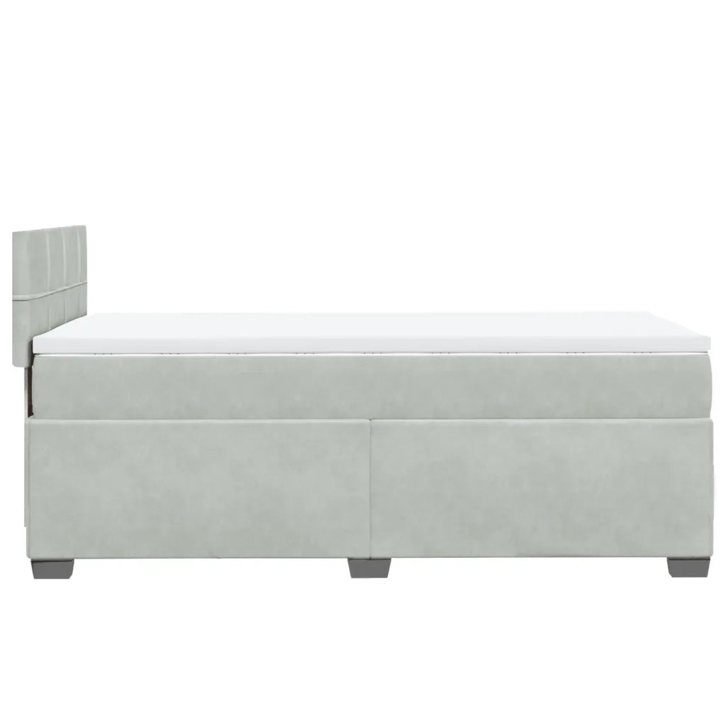 Giroletto a Molle con Materasso Grigio Chiaro 90x200 cm Velluto