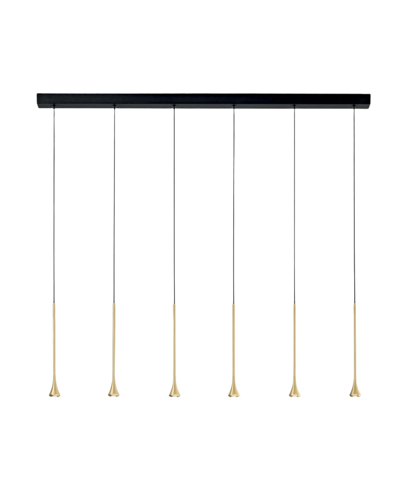 Lampada a Sospensione Susa LED 30W 2790lm 3000K Dimmerabile a taglio di fase, Struttura Metallo Nero e Ottone satinato - Susa