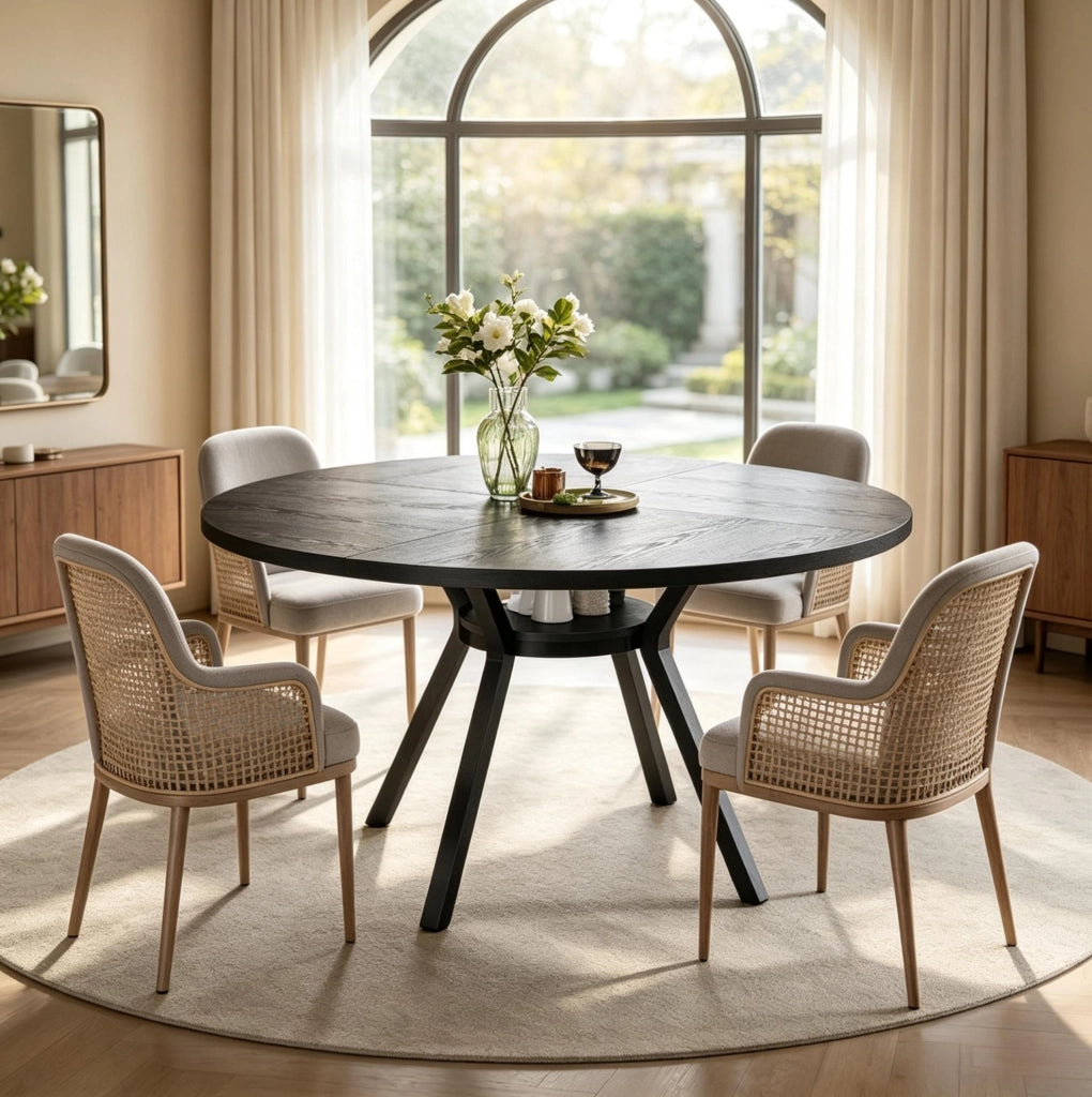 TAVOLO DA PRANZO rotondo Ø 120 cm Legno Nero