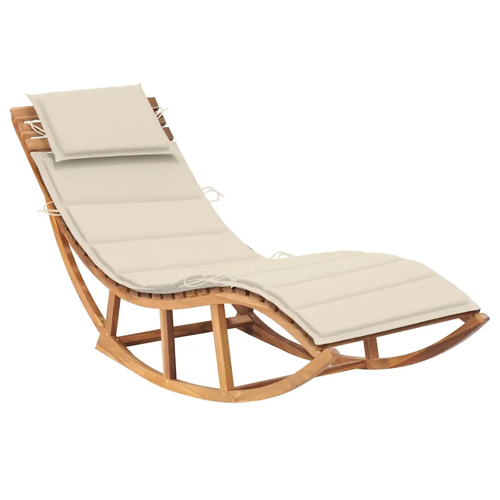 Lettino Prendisole a Dondolo con Cuscino in Massello di Teak cod mxl 76988