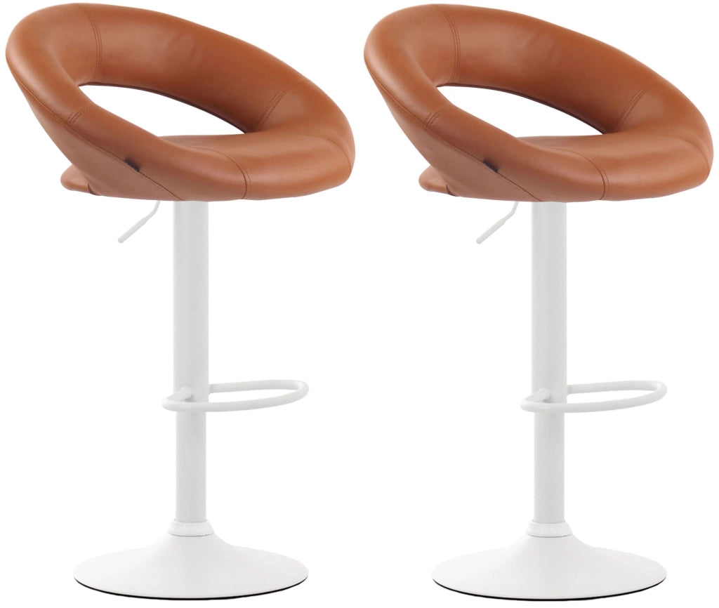 Set di 2 sgabelli da bar Olinda in finta pelle marrone chiaro,bianco