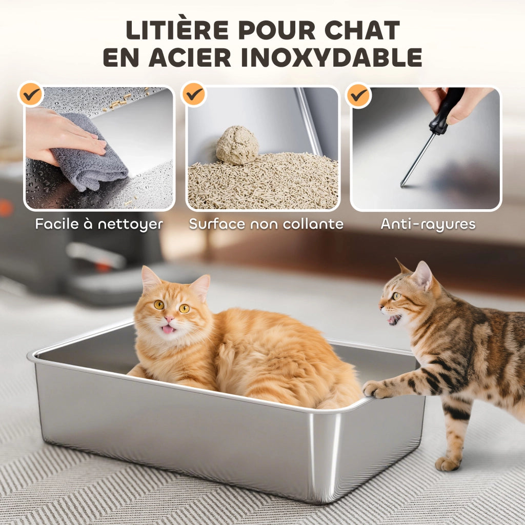 Lettiera chiusa per gatti ¨C Xylo ¨C acciaio inossidabile con coperchio grigio scuro 60x40x38cm