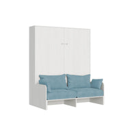 Letto Matrimoniale A Scomparsa 160 Kentaro Con Divano Bianco Frassino e Azzurro