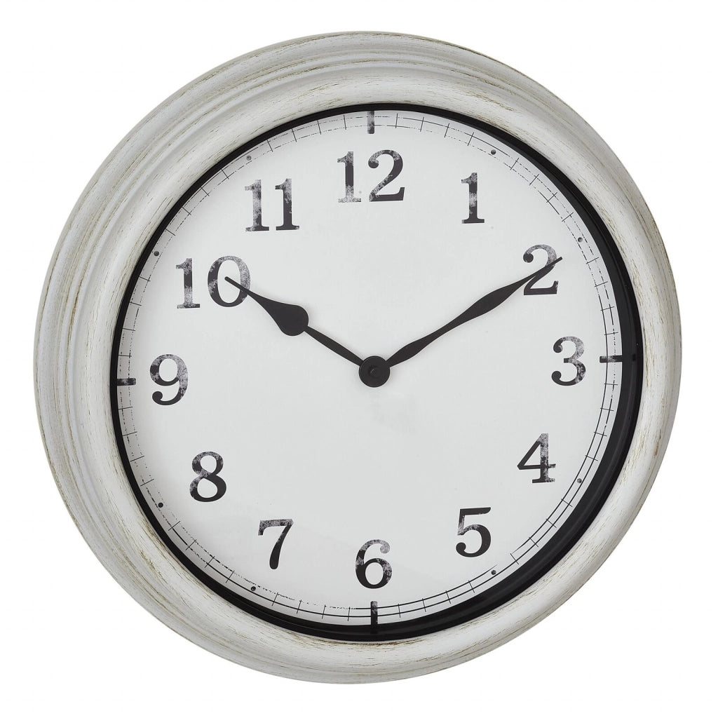 TFA 60.3067.02 Orologio Analogico Outdoor al Quarzo 38 cm Display Grande Protetto dagli Spruzzi d'Acqua in Metallo e Vetro colore Bianco