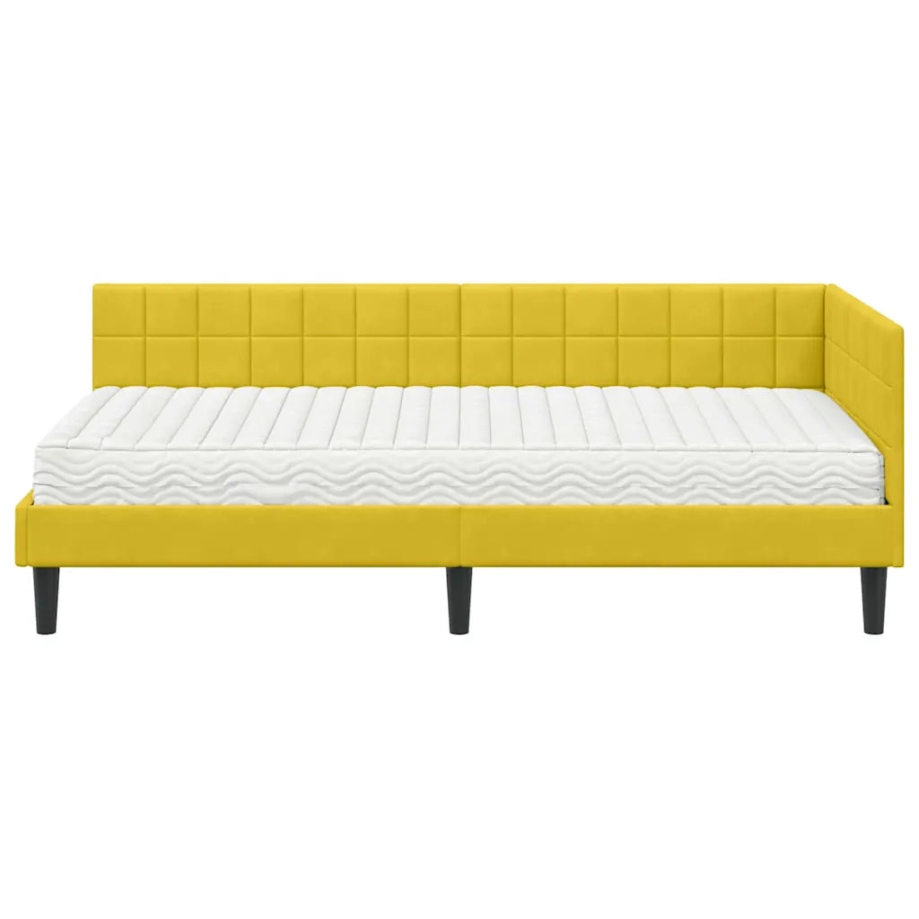 Struttura Letto Angolare con Materasso 2 pz-Giroletto con materasso Giallo Velluto 599196