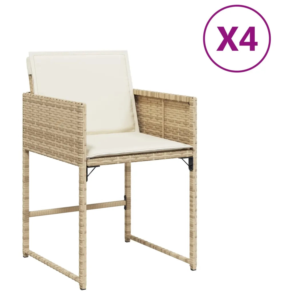 Sedie da Giardino con Cuscini 4 pz | Sedie da Esterno Beige in Polyrattan