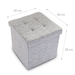 Pouf portaoggetti pieghevole sgabello pieghevole in lino 38 x 38 cm grigio 2013100