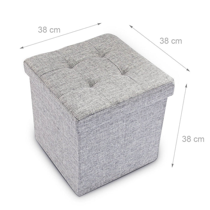 Pouf portaoggetti pieghevole sgabello pieghevole in lino 38 x 38 cm grigio 2013100