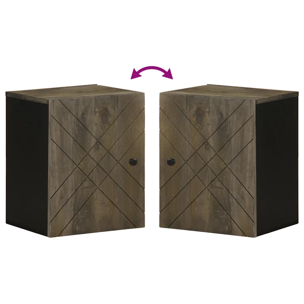 vidaXL Mobile da Bagno a Parete Nero 38x33x48 cm Legno Massello Mango