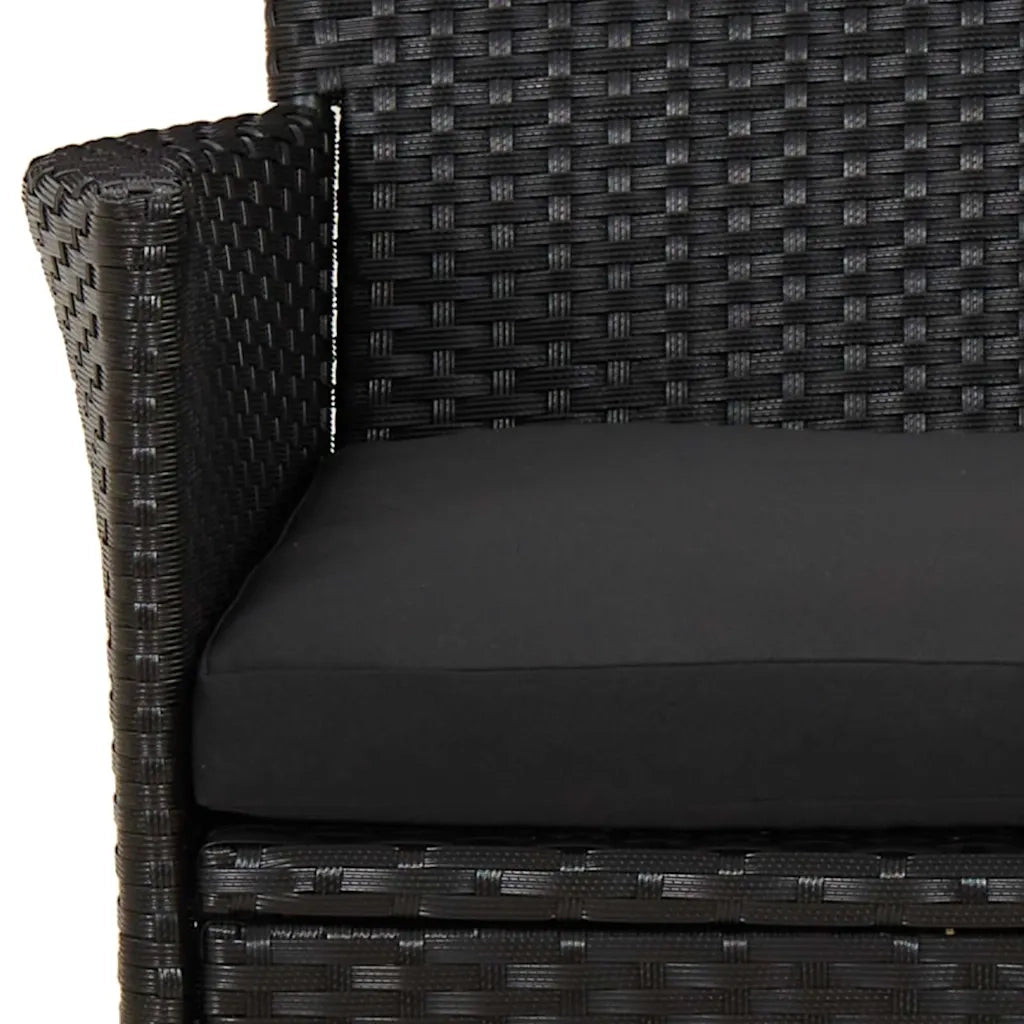 Set Bistr¨° da Giardino 5 pz | Set Salotto da Giardino con Cuscini in Polyrattan Nero