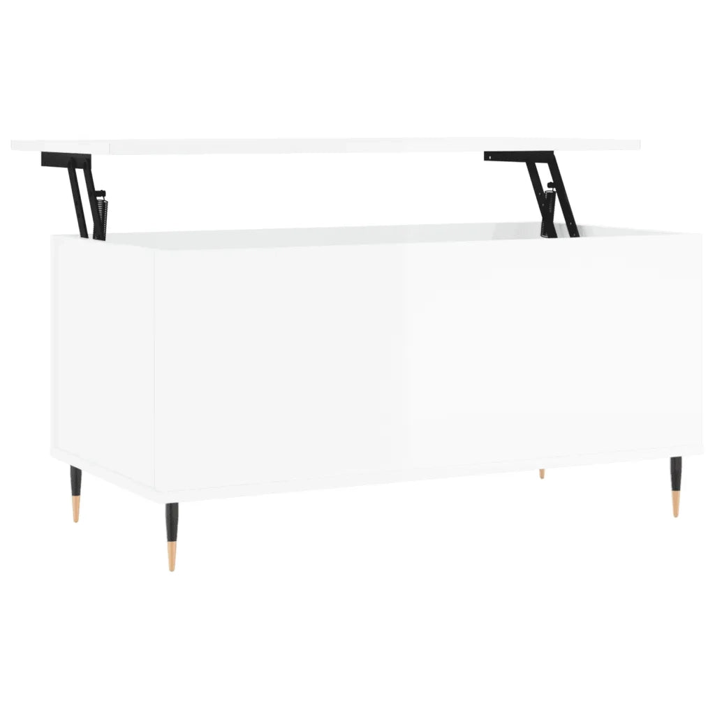 Tavolino Salotto-Tavolino da soggiorno-Tavolo Bianco Lucido 90x44,5x45 cm Legno Multistrato 893081