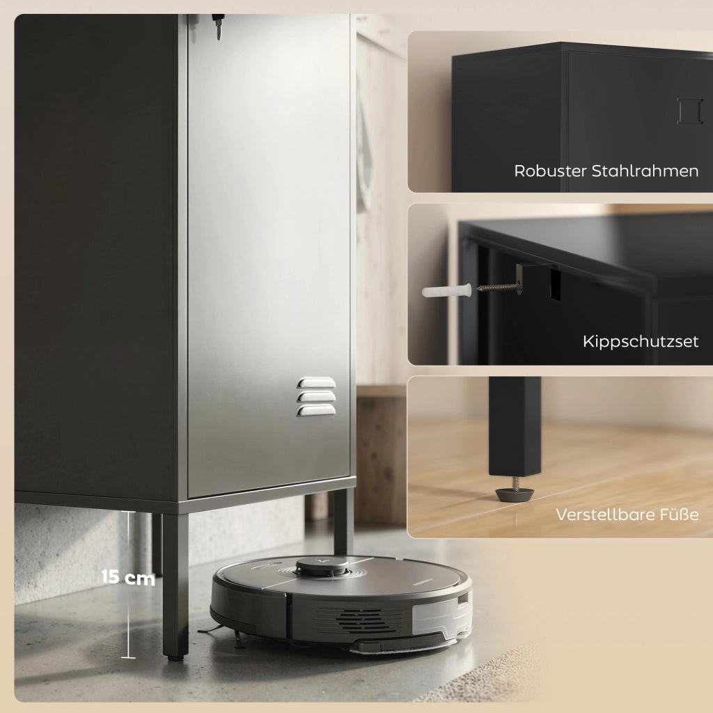 Armadietto metallico con porta bloccabile e appendiabiti ¨C zephmum ¨C Nero