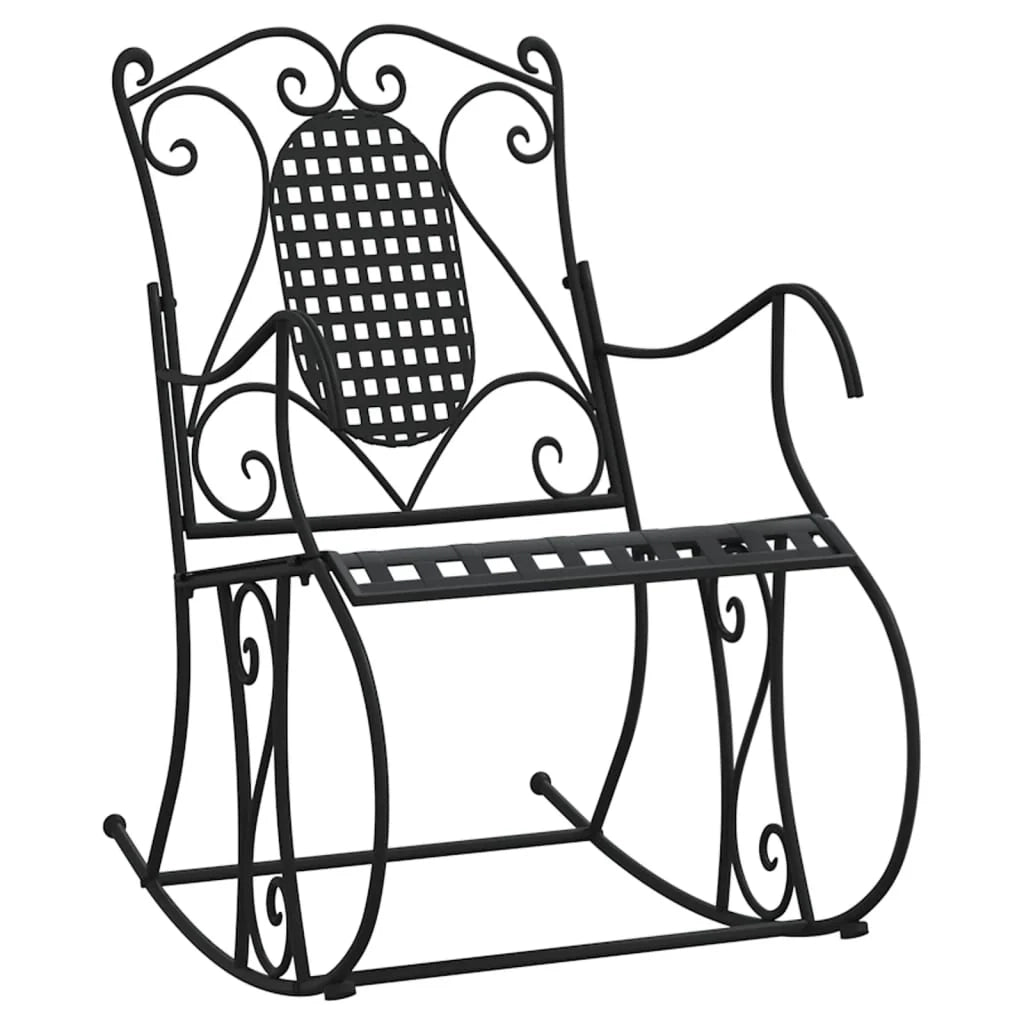 Panca da giardino mobili da esterno per patio panca a dondolo per terrazza 84 cm acciaio nero 02_0011847
