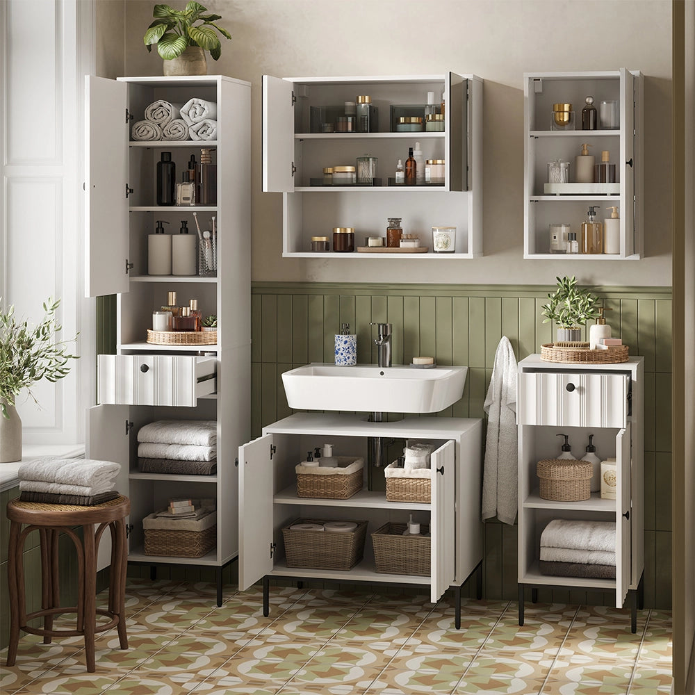 Vicco Set di mobili da bagno Ondulazione bianca 5 parti