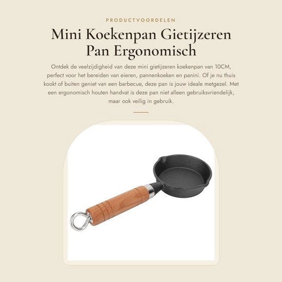 Mini Pannetto - Piatto di Cottura in Ottone - Maniglia Ergonomica - 10CM - Piatto per Frittelle - Adatto per Uova e Frittelle